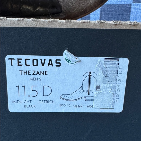 TECOVAS The Dean (previously The Zane) in Midnight Black Ostrich - Picture 7 of 8